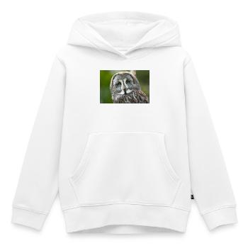 Chouette Nocturne Mystique - Sweat Premium à capuche enfant bio - blanc - Devant - AI Model Kid Female (0cm)