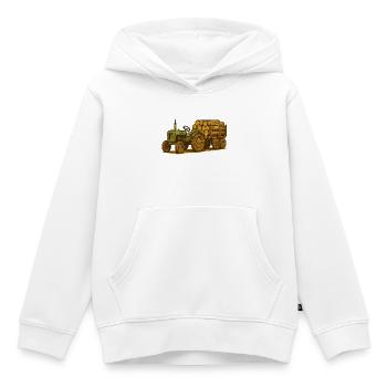 Grüner Traktor mit Holzbett - Kinder Premium Organic Hoodie - Weiß - Vorne - AI Model Kid Female (0cm)
