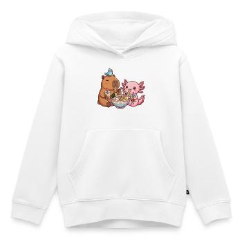 Kawaii Capybara Axolotl Ramen Bubble Tea - Kinder Premium Organic Hoodie - Weiß - Vorne - AI Model Kid Female (0cm)