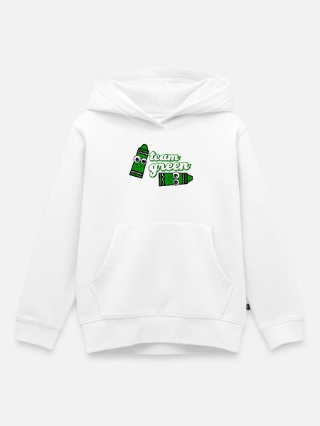 Smiling Crayon Green Team - Kinder Premium Organic Hoodie - Weiß