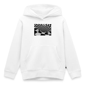 Tunnel Carreaux Noir et Blanc - Sweat Premium à capuche enfant bio - blanc - Devant - AI Model Kid Female (0cm)