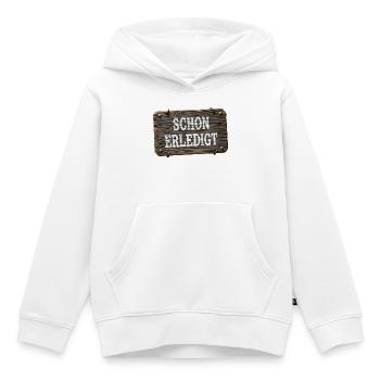 Already done – rustic workshop sign - Kids Premium Organic Hoodie - white - Front - AI Model Kid Female (0cm)