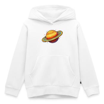 Planète Saturne - Sweat Premium à capuche enfant bio - blanc - Devant - AI Model Kid Female (0cm)