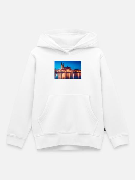 Mageburg am Abend - Kinder Premium Organic Hoodie - Weiß