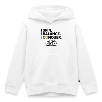 Künstlerisches Radfahren Ich drehe mich Ich balanciere Ich erobere - Kinder Premium Organic Hoodie - Weiß - Vorne - AI Model Kid Female (0cm)