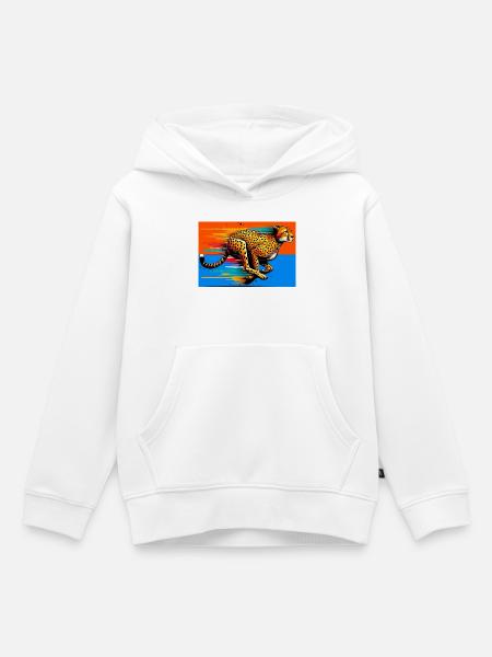 Gepard - Kinder Premium Organic Hoodie - Weiß