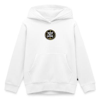 War No More – Sticker Peace & Humanity  - Sweat Premium à capuche enfant bio - blanc - Devant - AI Model Kid Female (0cm)