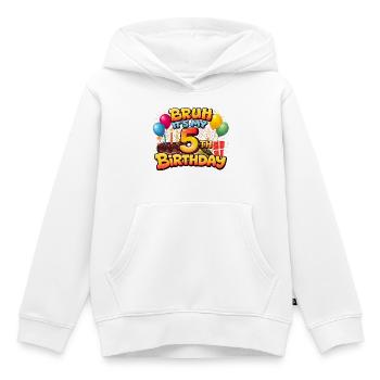 5th birthday shirt 5th birthday shirt  boy 5 year - Sweat Premium à capuche enfant bio - blanc - Devant - AI Model Kid Female (0cm)