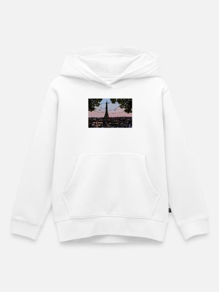 Paris Abendstimmung am Eiffelturm - Kinder Premium Organic Hoodie - Weiß