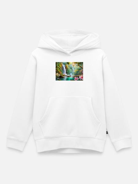 Dschungelwasserfall Traum - Kinder Premium Organic Hoodie - Weiß