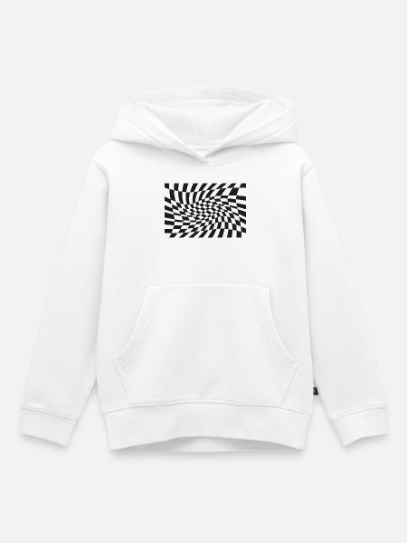Warped Checker Optische Spirale - Kinder Premium Organic Hoodie - Weiß