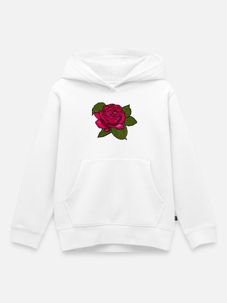Rosa Rose - Kinder Premium Organic Hoodie - Weiß