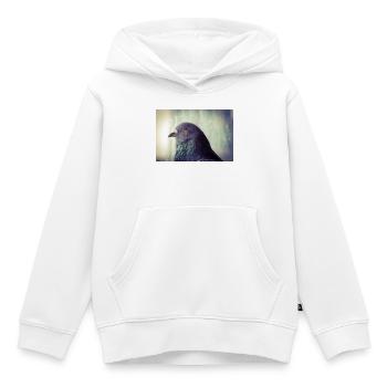 Portrait irisé du pigeon - Sweat Premium à capuche enfant bio - blanc - Devant - AI Model Kid Female (0cm)