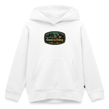 Géocaching - Sweat Premium à capuche enfant bio - blanc - Devant - AI Model Kid Female (0cm)