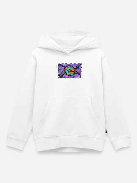 Erde im Orbit von @-Symbolen - Kinder Premium Organic Hoodie - Weiß