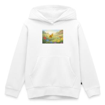 Abeille colorée dans une prairie fleurie - Sweat Premium à capuche enfant bio - blanc - Devant - AI Model Kid Female (0cm)