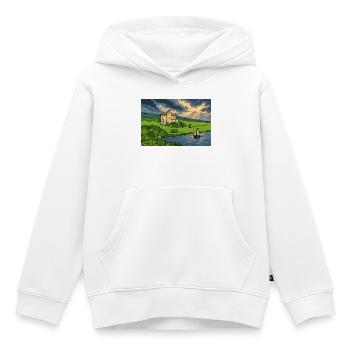 Château au bord de la rivière Sunset - Sweat Premium à capuche enfant bio - blanc - Devant - AI Model Kid Female (0cm)