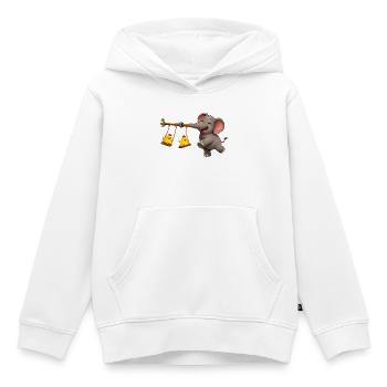 Aventure de balançoire éléphant et poussin - Sweat Premium à capuche enfant bio - blanc - Devant - AI Model Kid Female (0cm)