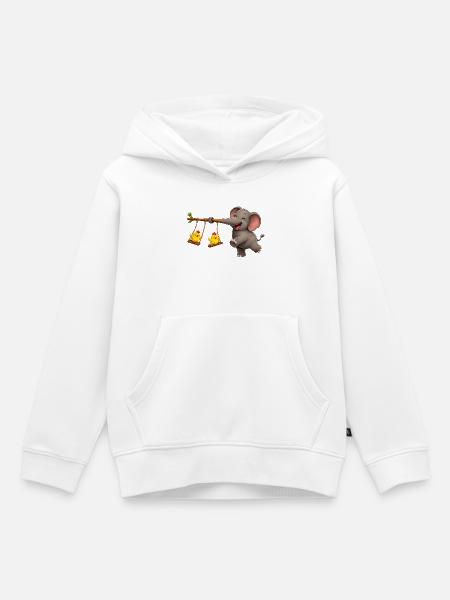 Elefant & Küken Swing-Abenteuer - Kinder Premium Organic Hoodie - Weiß