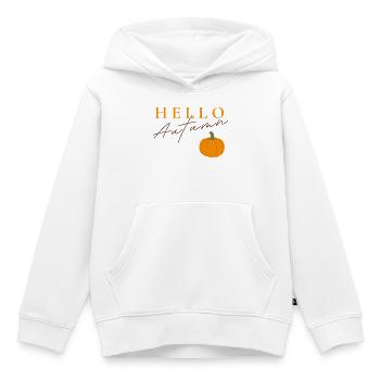 Bonjour Autumn | Motif de citrouille d’automne - Sweat Premium à capuche enfant bio - blanc - Devant - AI Model Kid Female (0cm)