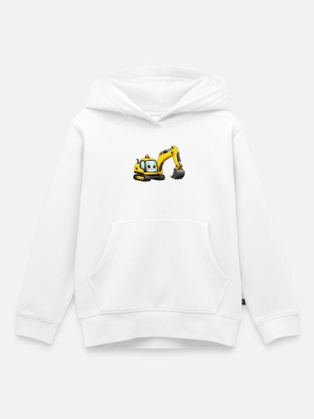 Gelber Bagger - Kinder Premium Organic Hoodie - Weiß