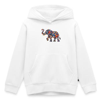 Patchwork-Elefant Blumenmuster - Kinder Premium Organic Hoodie - Weiß - Vorne - AI Model Kid Female (0cm)