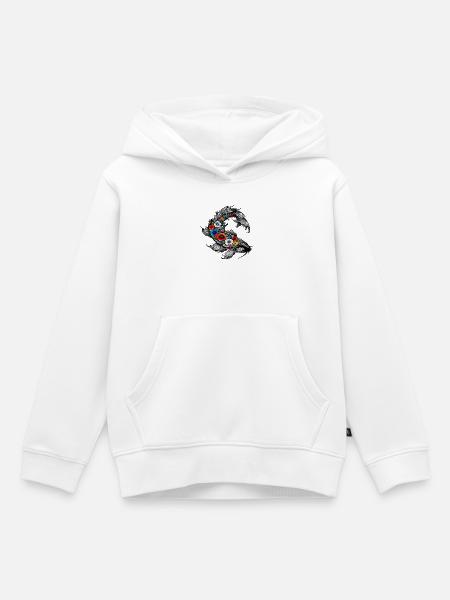FloralS Schrift auf Schwarz - Kinder Premium Organic Hoodie - Weiß