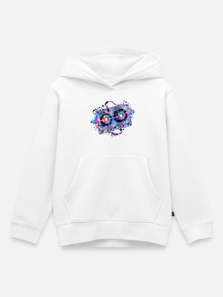Neon Kassette - Kinder Premium Organic Hoodie - Weiß