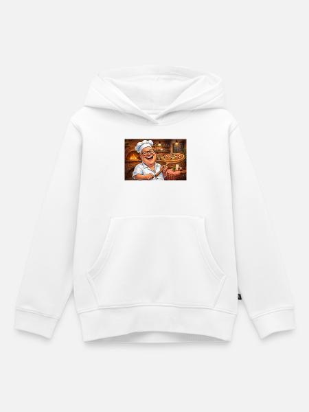 Pizza - Kinder Premium Organic Hoodie - Weiß