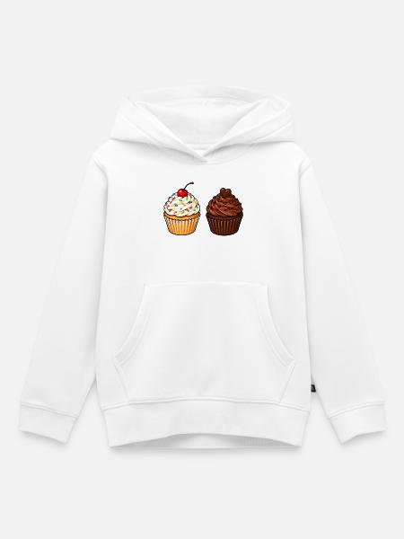 Cupcake Duo: Vanille & Schoko - Kinder Premium Organic Hoodie - Weiß