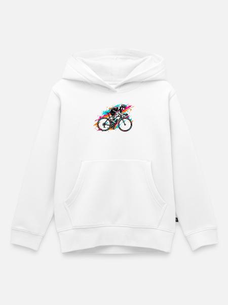 Neon-Splash Radfahrer - Kinder Premium Organic Hoodie - Weiß