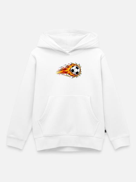 Flammender Fußball-Dynamikschlag - Kinder Premium Organic Hoodie - Weiß