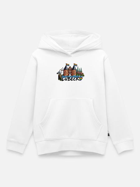 Lübeck Regenbogen Holstentor - Kinder Premium Organic Hoodie - Weiß