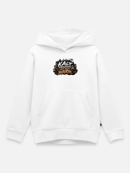 Kalt draussen, mir doch warm. - Kinder Premium Organic Hoodie - Weiß