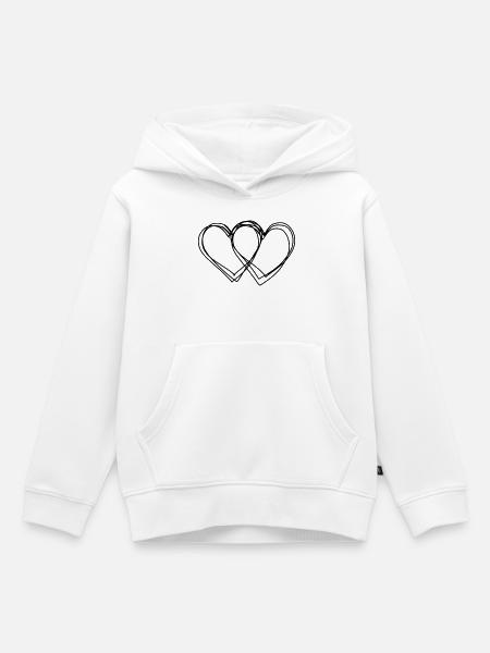 Doppelherz handgezeichnet - Kinder Premium Organic Hoodie - Weiß