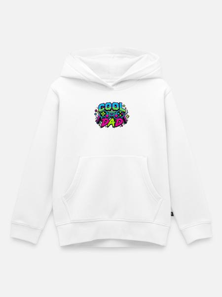 Retro Papa Neon Gaming - Kinder Premium Organic Hoodie - Weiß