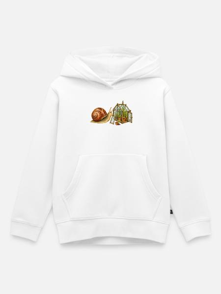 Schnecke mit kleinem Gewächshaus - Kinder Premium Organic Hoodie - Weiß