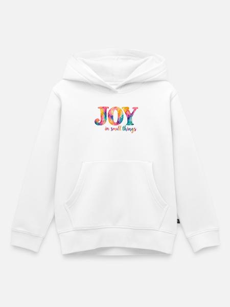 Joy in small things – bunter Aquarellspruch - Kinder Premium Organic Hoodie - Weiß