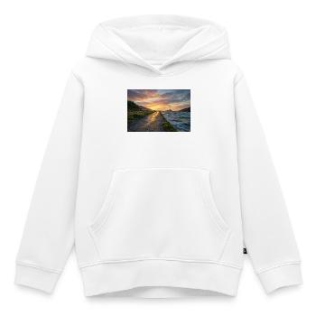 Sonnenuntergang auf dem Küstenweg - Kinder Premium Organic Hoodie - Weiß - Vorne - AI Model Kid Female (0cm)