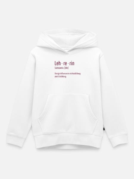 Lehrerin Substantiv Influencerin Schule Geschenk - Kinder Premium Organic Hoodie - Weiß