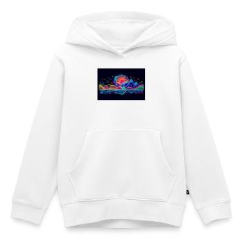 Retro Neon Neonlandschaft Berg & Sonne - Kinder Premium Organic Hoodie - Weiß - Vorne - AI Model Kid Female (0cm)