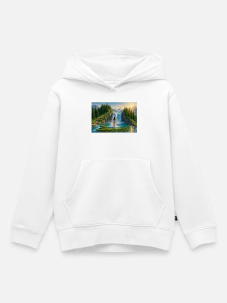 Traumhafter Wasserfall in der Berglandschaft - Kinder Premium Organic Hoodie - Weiß