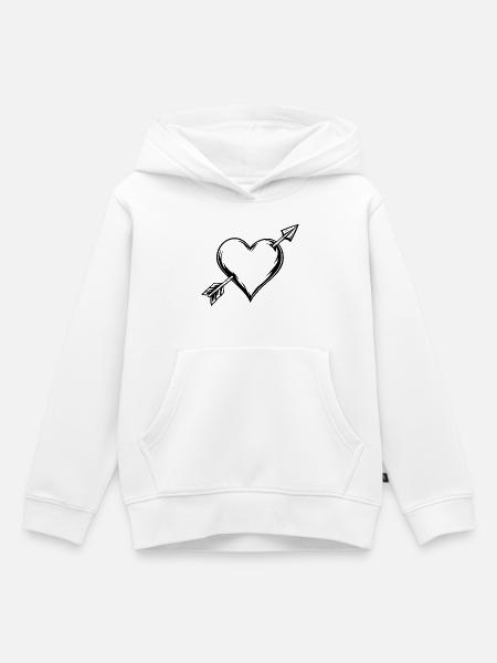 Herz mit Pfeil - Kinder Premium Organic Hoodie - Weiß