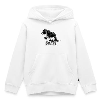 Drôle frison - frison - Cheval - Sweat Premium à capuche enfant bio - blanc - Devant - AI Model Kid Female (0cm)