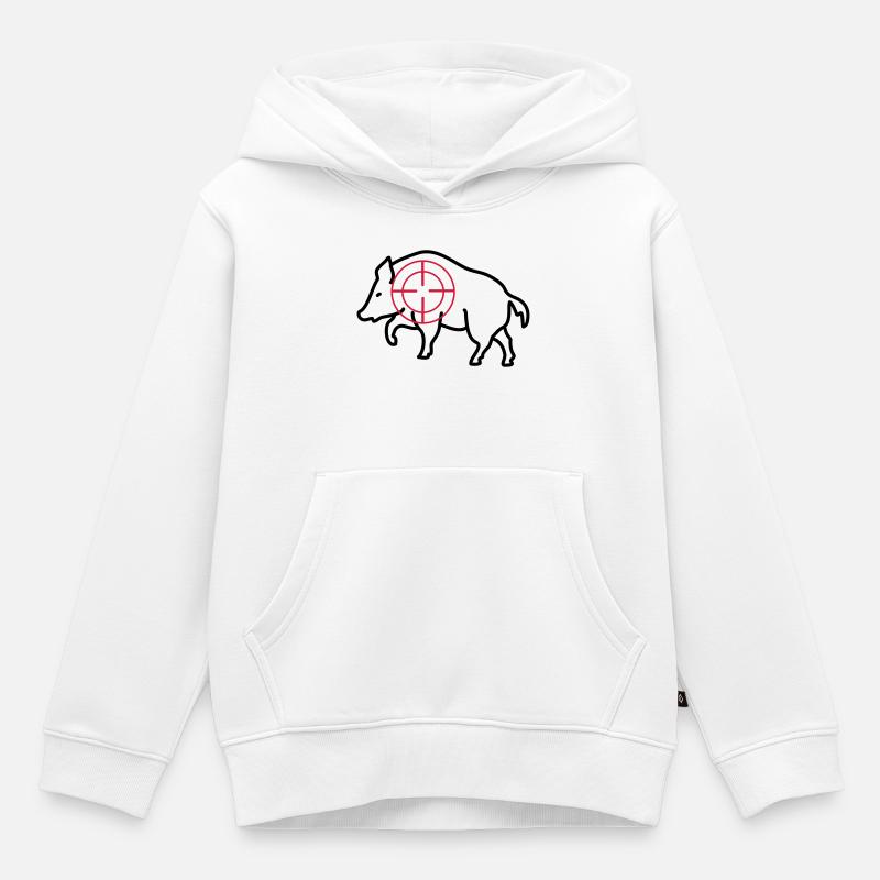 sanglier - Sweat Premium à capuche enfant bio - blanc