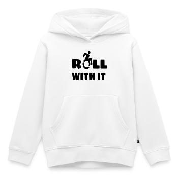 Ich rolle mit meinem Rollstuhl, Rolle, Behinderten # - Kinder Premium Organic Hoodie - Weiß - Vorne - AI Model Kid Female (0cm)