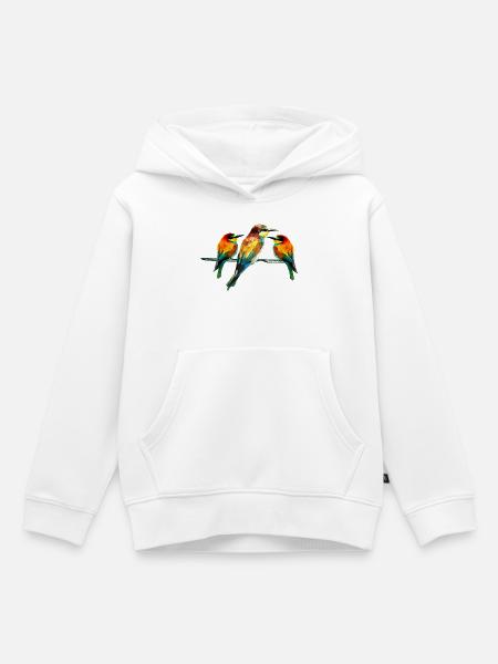 Geometrischer Kingfisher-Trio - Kinder Premium Organic Hoodie - Weiß