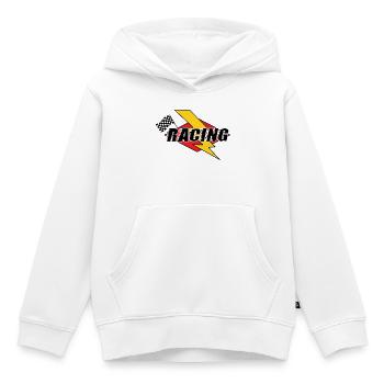 Racing Lightning Bolt & Flag - Kids Premium Organic Hoodie - white - Front - AI Model Kid Female (0cm)