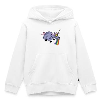 Obese Unicorn - Kids Premium Organic Hoodie - white - Front - AI Model Kid Female (0cm)