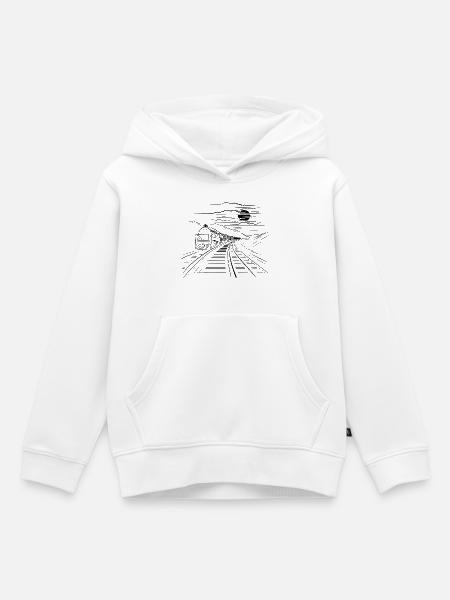 Eisenbahn Zeichnung - Kinder Premium Organic Hoodie - Weiß